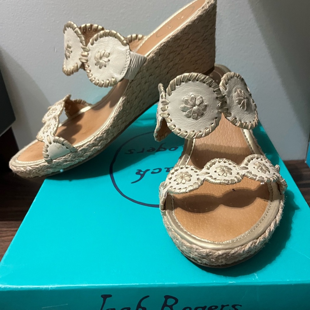 Jack Rogers Women's Cream Wedge Sandals & flip flops